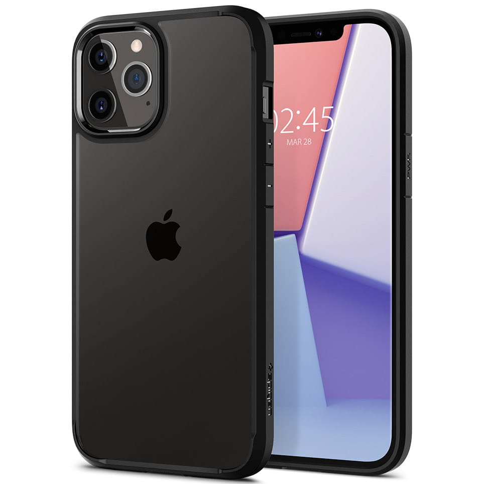 Husa Spigen Crystal Hybrid, Compatibila cu iPhone 12 Pro Max, Negru