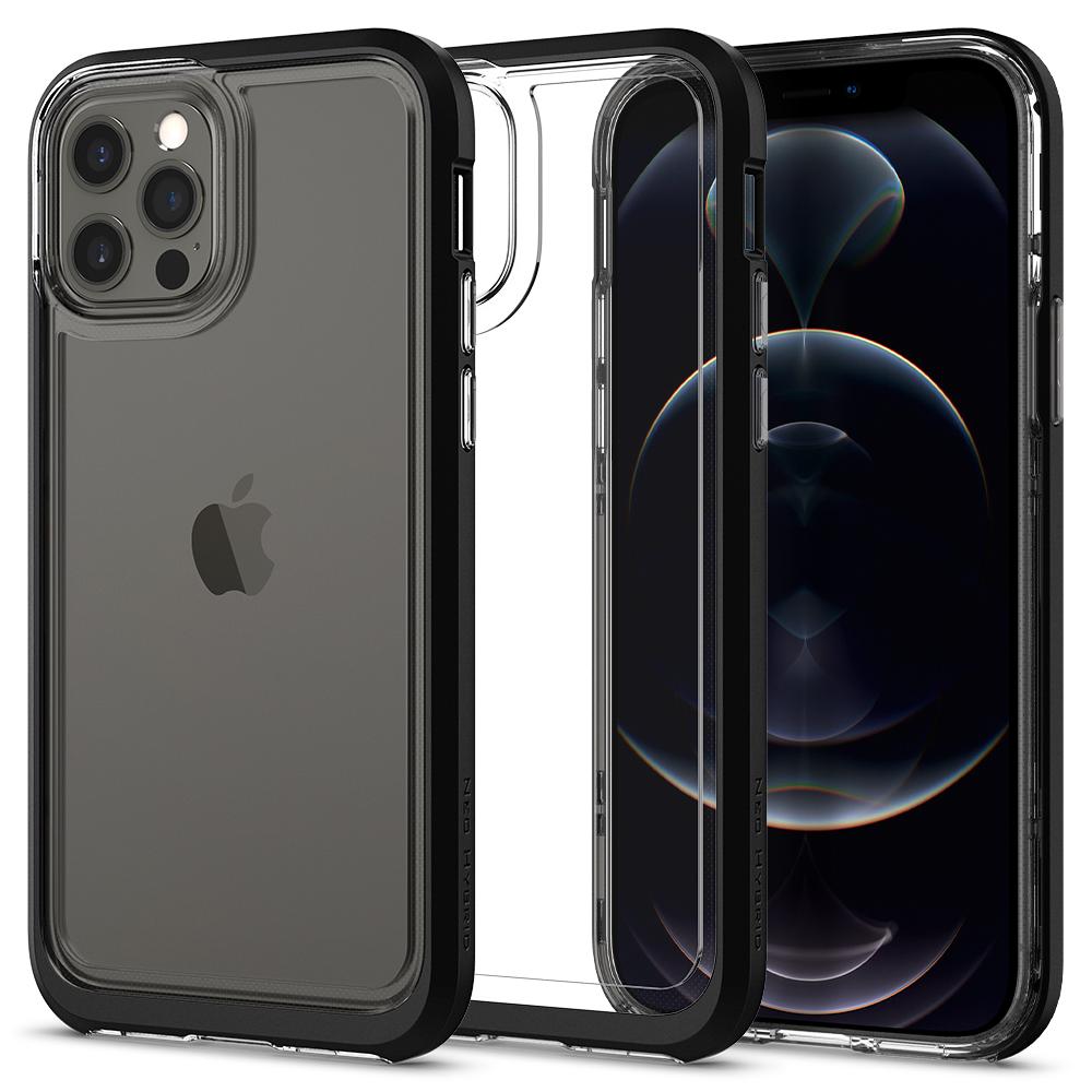 Husa Spigen Crystal Hybrid, Compatibila cu iPhone 12/12 Pro, Negru