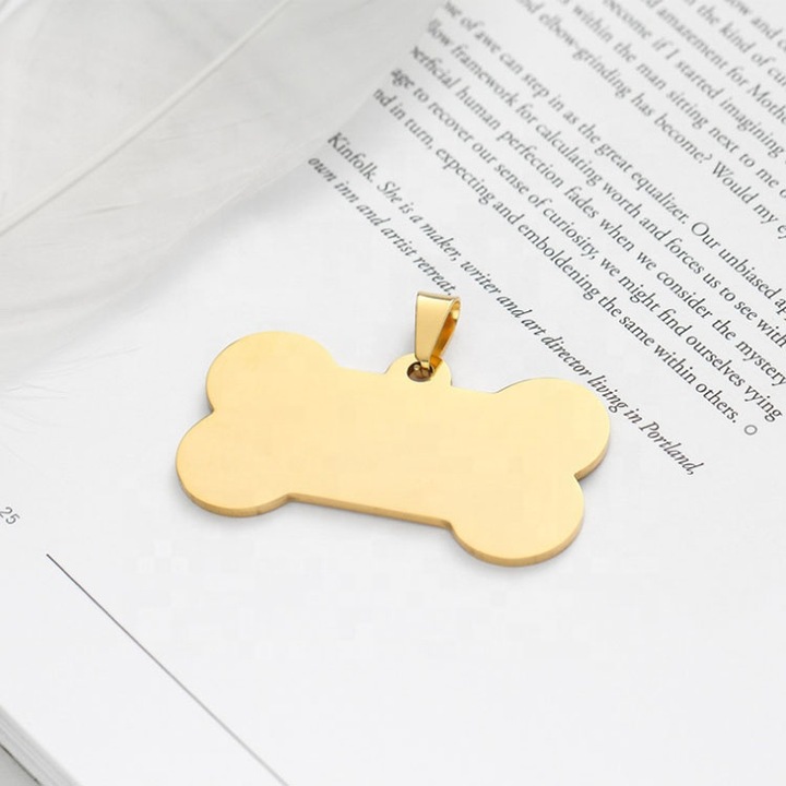 Medalion pentru zgarda, L, 5x2.8 cm, Auriu