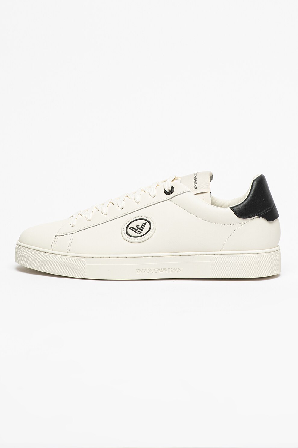 Emporio Armani, Pantofi sport de piele cu detalii contrastante, Alb