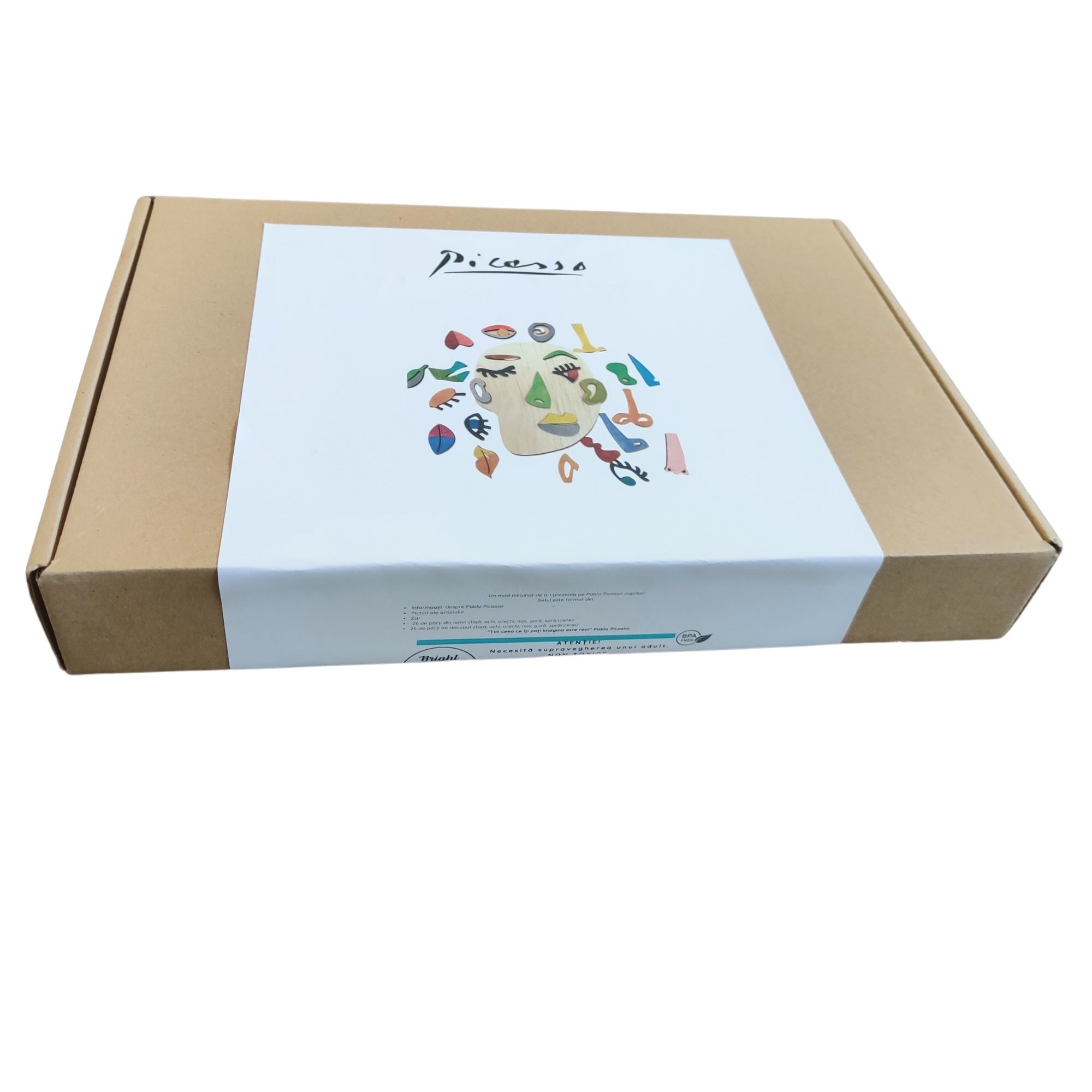 Joc interactiv puzzle din lemn,Creeaza o fata cubism, 26 de piese