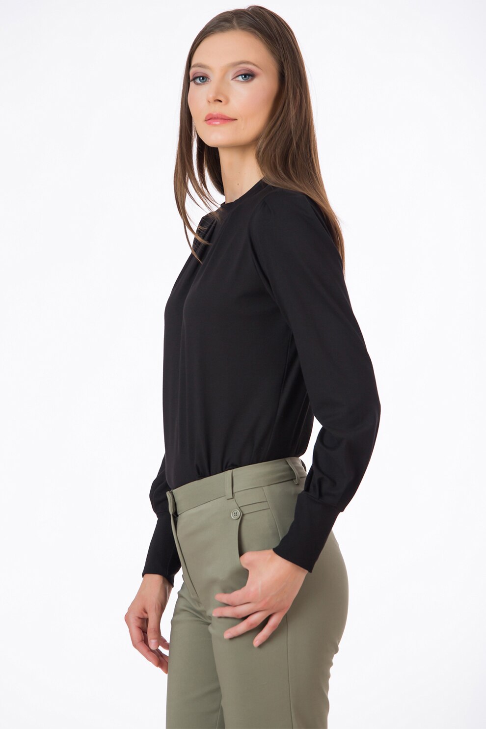 Sense, Pantaloni chino crop Louise, Verde sparanghel