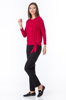 Sense, Bluza din jerseu cu detaliu innodat Mandy, Rosu inchis Sense, Bluza din jerseu cu detaliu innodat Mandy, Rosu inchis