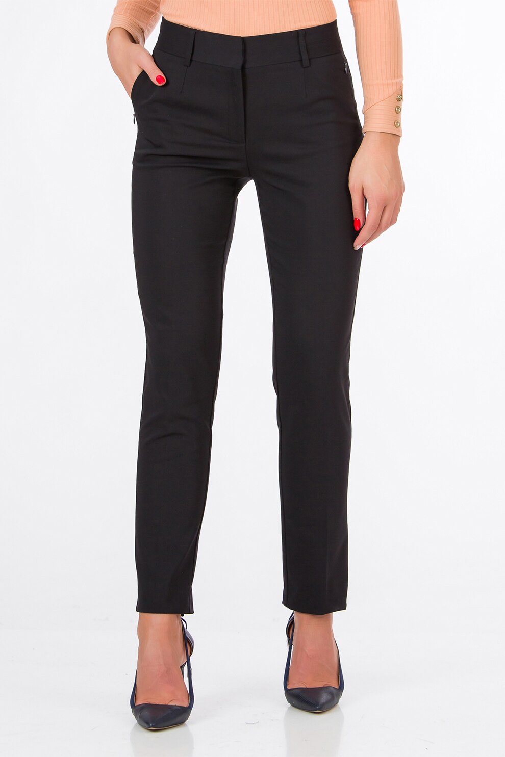 Sense, Pantaloni conici cu talie inalta, Negru