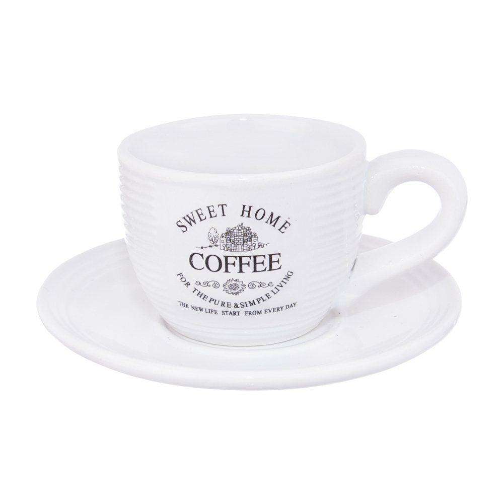 Set cana / farfurie Orion, Sweet Home, Ceramica, 140 ml, Alb