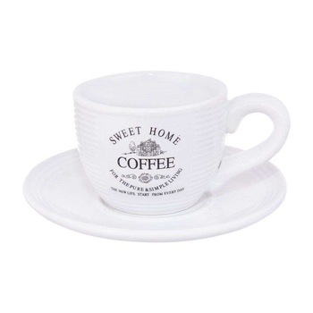 Set cana / farfurie Orion, Sweet Home, Ceramica, 140 ml, Alb Set cana / farfurie Orion, Sweet Home, Ceramica, 140 ml, Alb