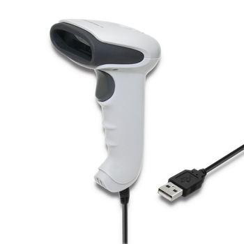 Scanner Qoltec, 1D, CCD, USB, Alb Scanner Qoltec, 1D, CCD, USB, Alb