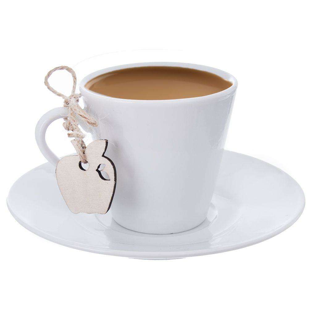 Set 2 cani expresso / farfurii Orion, Portelan, 90 ml, Alb