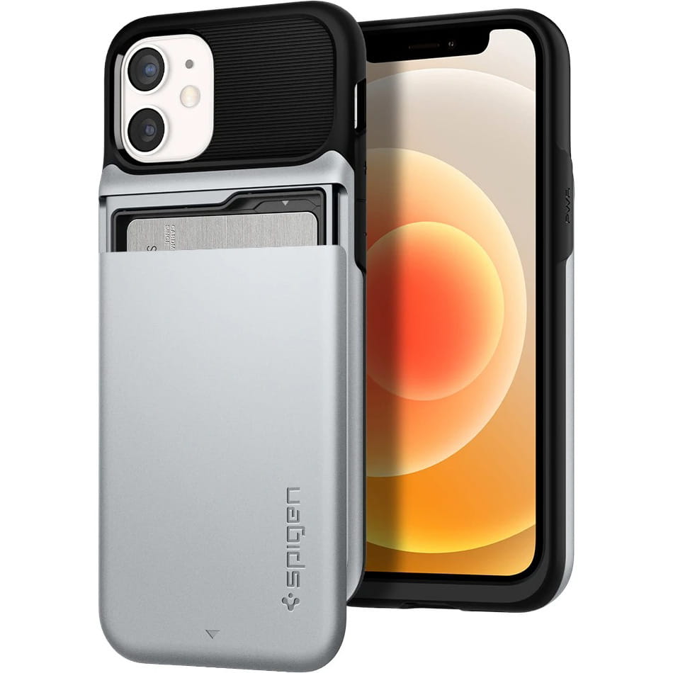 Husa Spigen Slim Armor, Tip portofel, Compatibil cu iPhone 12 Mini, Argintiu