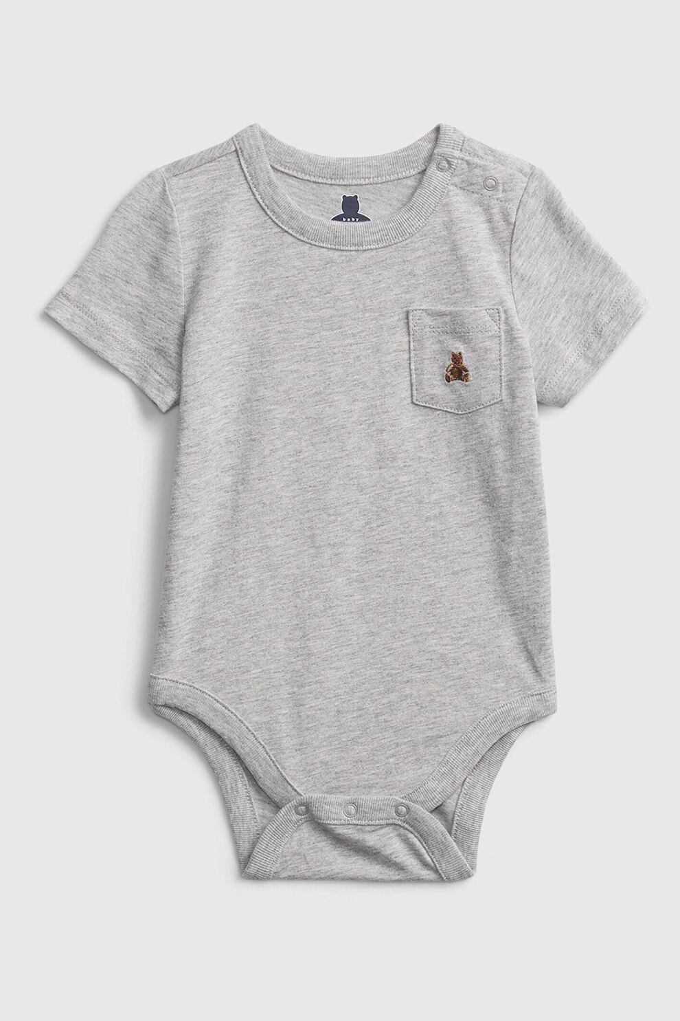 GAP, Body de bumbac organic cu buzunar pe piept, Gri