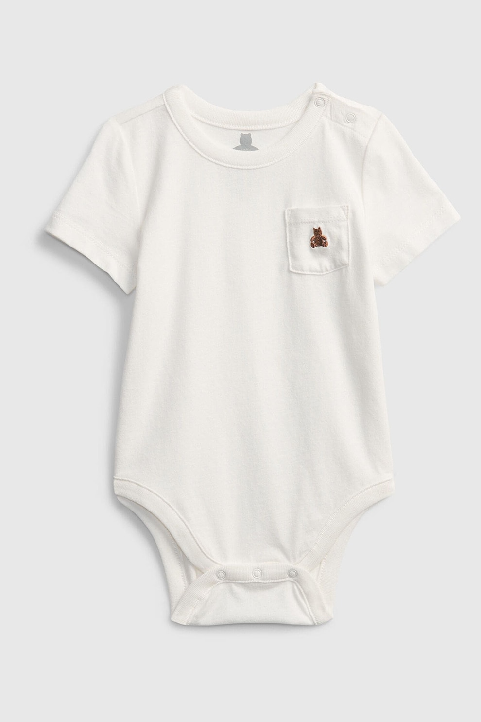 GAP, Body de bumbac organic cu buzunar pe piept, Alb