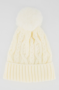 GAP, Caciula din tricot cu ciucure, Alb prafuit GAP, Caciula din tricot cu ciucure, Alb prafuit