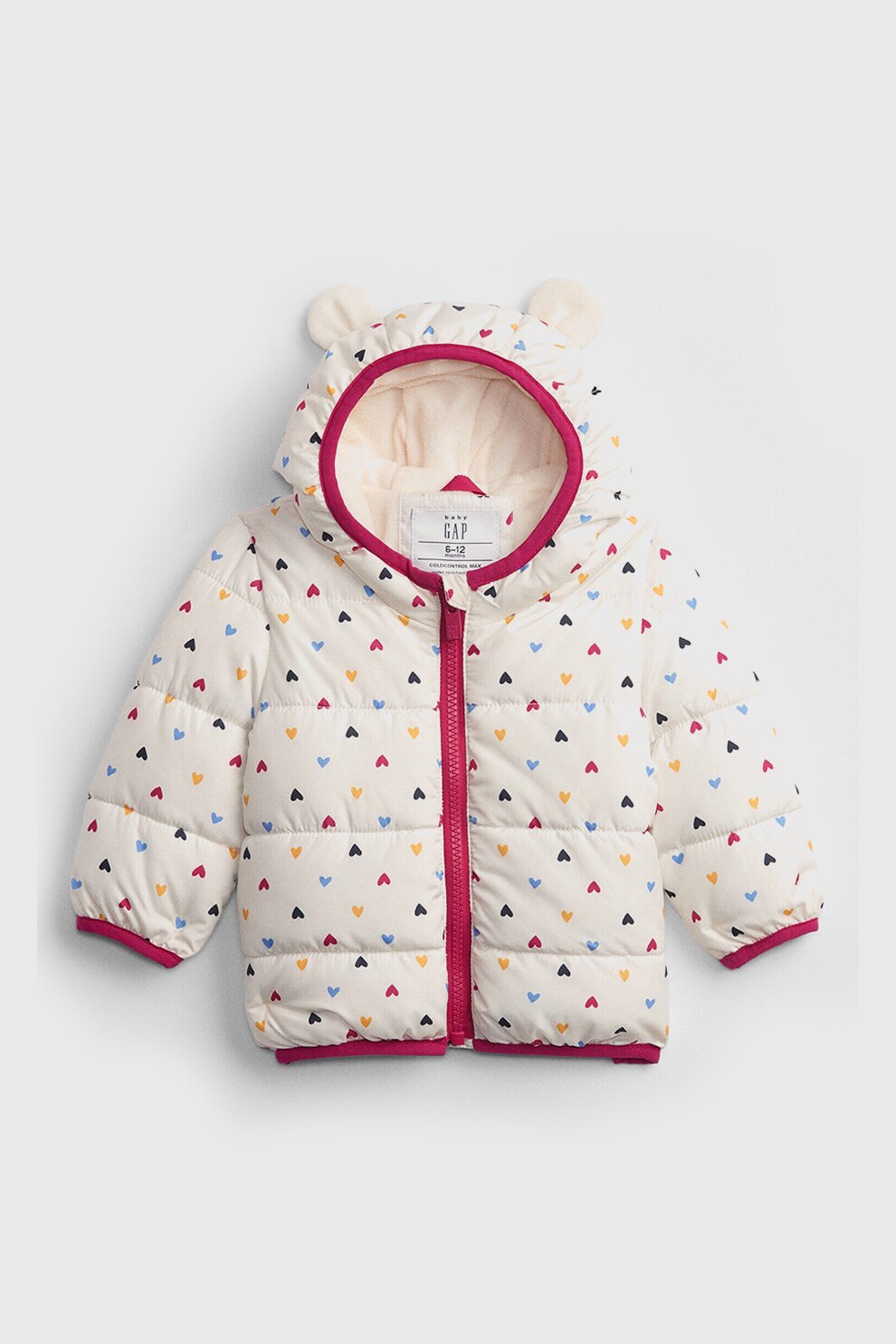 GAP, Geaca rezistenta la apa, cu gluga, Alb/Rosu