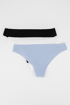 GAP, Set de chiloti tanga fara cusaturi - 3 perechi, Negru/Alb/Bleu GAP, Set de chiloti tanga fara cusaturi - 3 perechi, Negru/Alb/Bleu