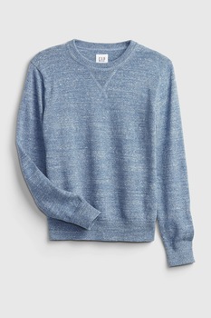 GAP, Pulover cu decolteu la baza gatului, Albastru melange GAP, Pulover cu decolteu la baza gatului, Albastru melange