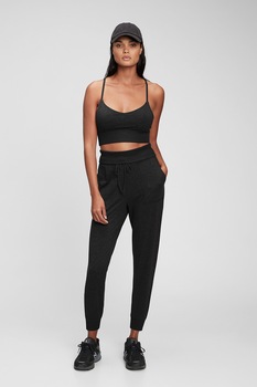 GAP, Pantaloni sport din jerseu cu talie inalta, Negru GAP, Pantaloni sport din jerseu cu talie inalta, Negru