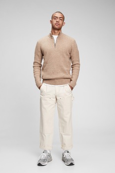 GAP, Pulover cu fenta cu fermoar, Bej GAP, Pulover cu fenta cu fermoar, Bej