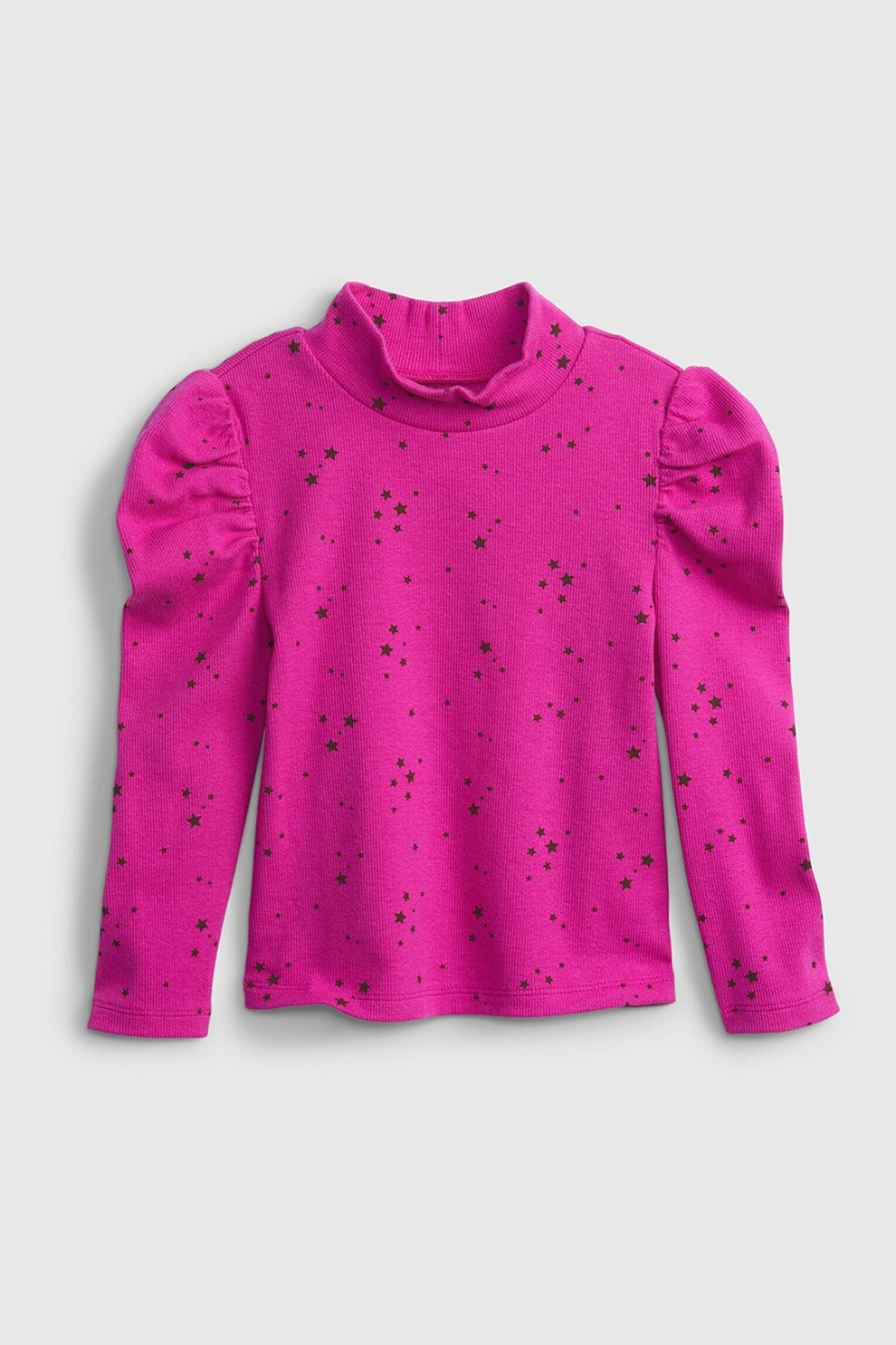 GAP, Bluza cu maneci bufante, striatii si guler inalt, Roz fandango