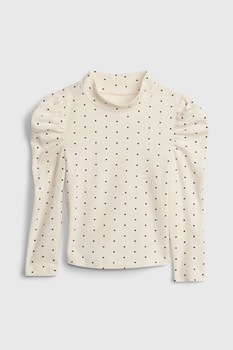 GAP, Bluza cu maneci bufante, striatii si guler inalt, Alb fildes GAP, Bluza cu maneci bufante, striatii si guler inalt, Alb fildes