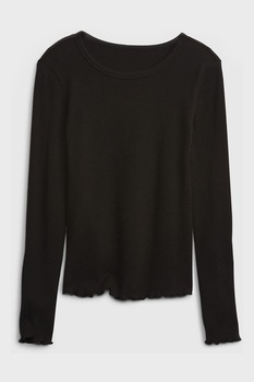 GAP, Bluza din jerseu cu decolteu la baza gatului si aspect texturat, Negru GAP, Bluza din jerseu cu decolteu la baza gatului si aspect texturat, Negru