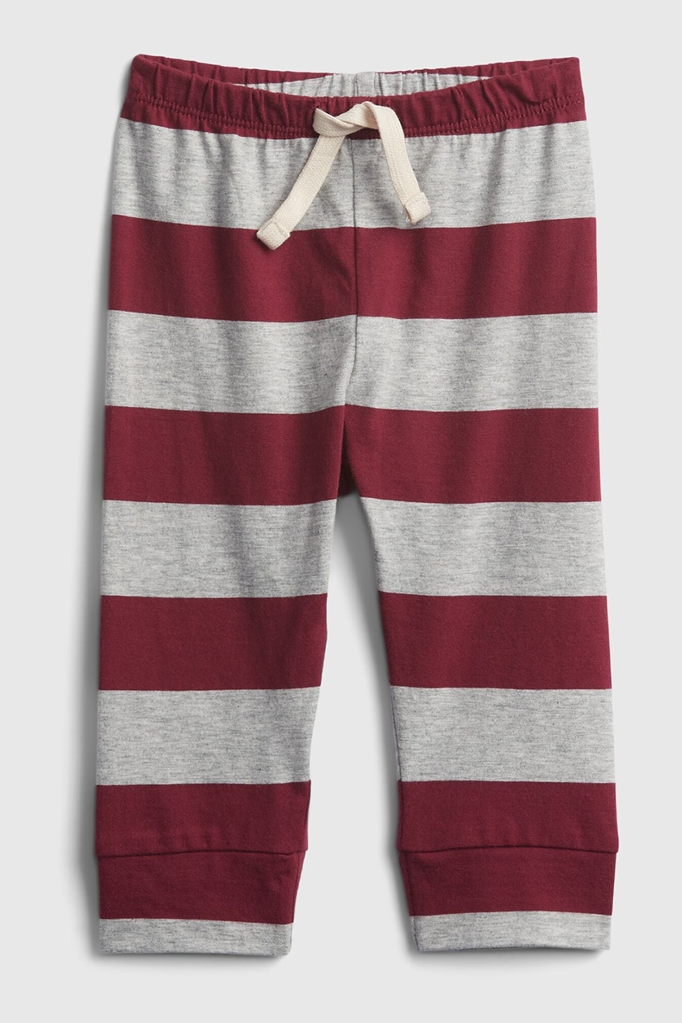 GAP, Pantaloni de bumbac organic cu dungi, Gri/Rosu Bordeaux