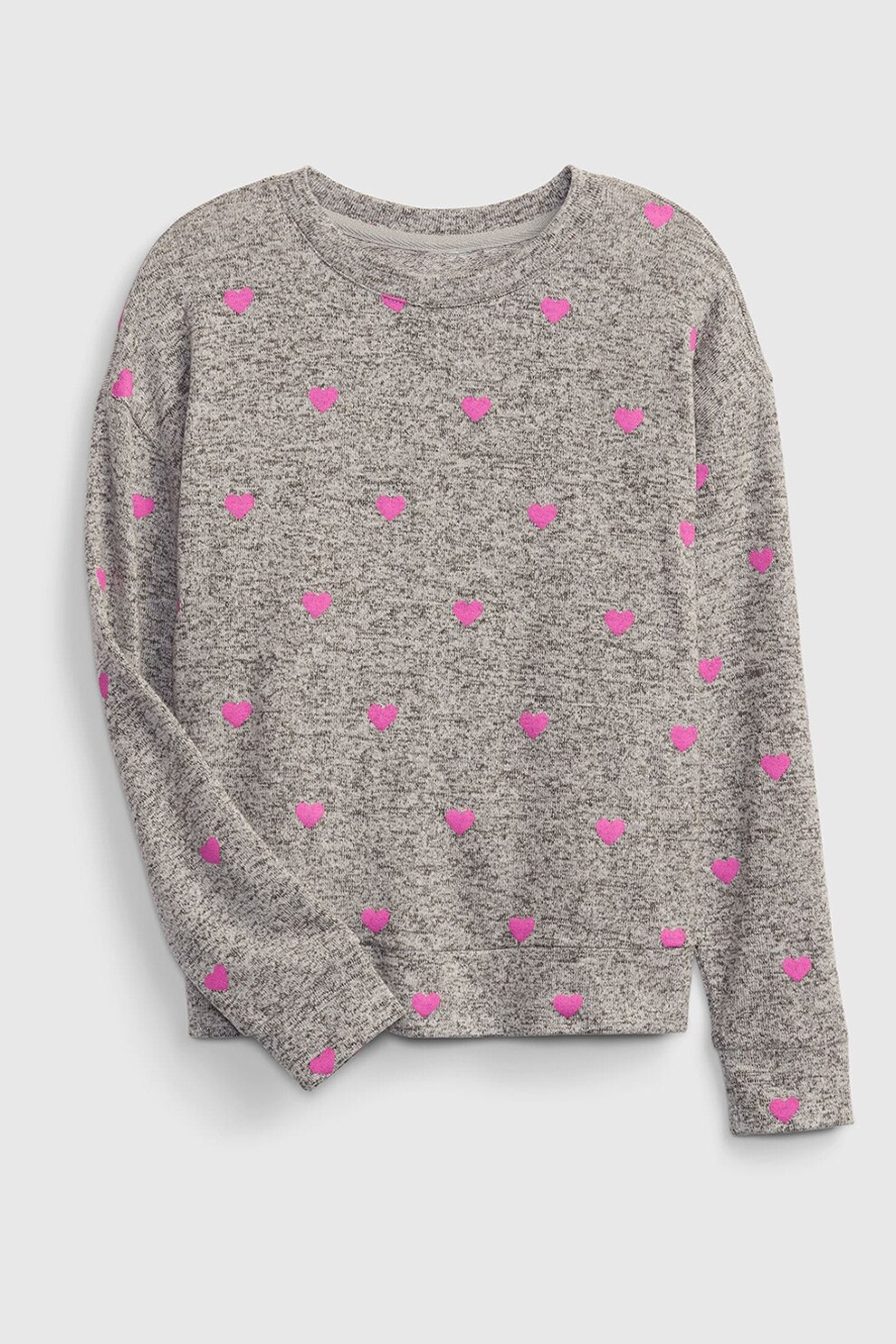 GAP, Bluza sport cu decolteu la baza gatului si model grafic, Gri/Roz