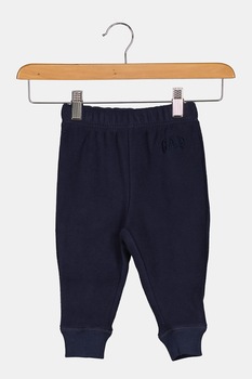 GAP, Pantaloni sport din material fleece cu detaliu logo, Bleumarin