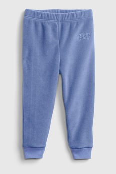 GAP, Pantaloni sport din material fleece cu detaliu logo, Albastru