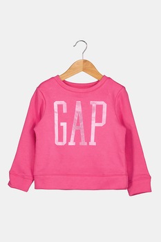 GAP, Bluza sport cu decolteu la baza gatului si imprimeu logo, Fucsia GAP, Bluza sport cu decolteu la baza gatului si imprimeu logo, Fucsia