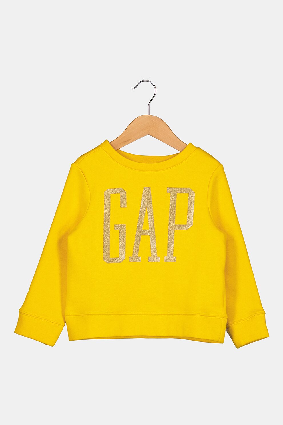 GAP, Bluza sport cu decolteu la baza gatului si imprimeu logo, Galben sofran