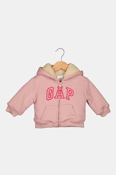 GAP, Hanorac cu fermoar si captuseala din material teddy, Roz prafuit GAP, Hanorac cu fermoar si captuseala din material teddy, Roz prafuit