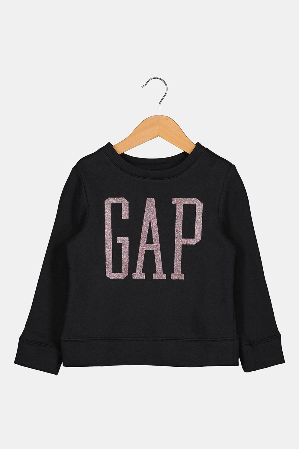 GAP, Bluza sport cu decolteu la baza gatului si imprimeu logo, Negru
