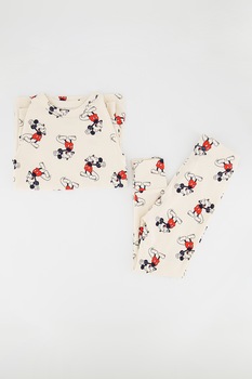 GAP, Pijama din bumbac organic cu imprimeu cu Mickey Mouse, Crem/Rosu/Bleumarin GAP, Pijama din bumbac organic cu imprimeu cu Mickey Mouse, Crem/Rosu/Bleumarin