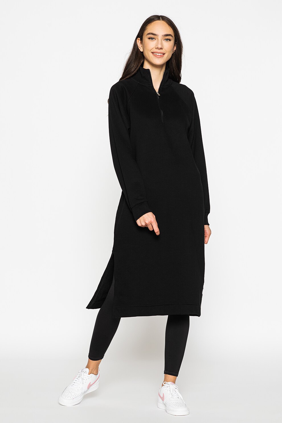 GAP, Rochie sport cu fermoar scurt, Negru