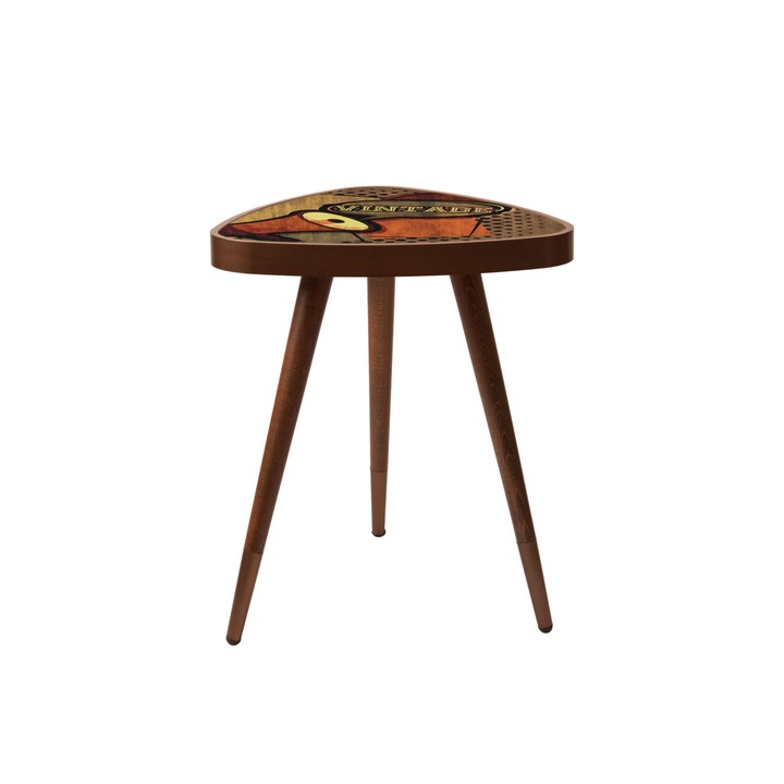 Masa laterala Nancy Homestore, Lemn, 45 x 45 x 45 cm, Maro/Portocaliu