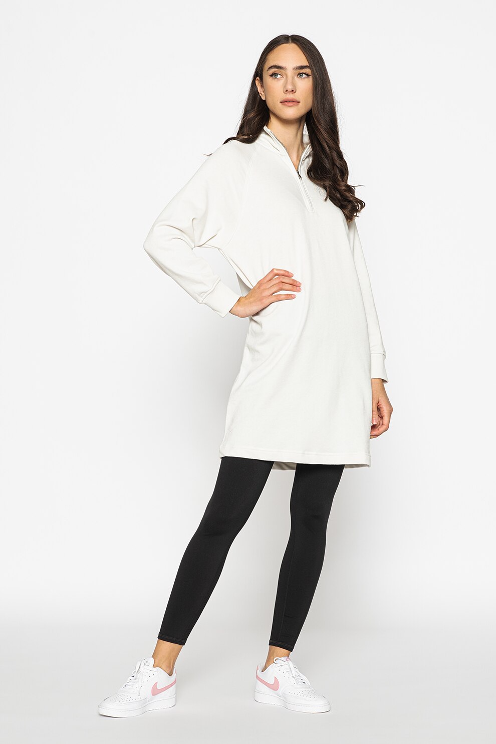 GAP, Rochie sport cu maneci raglan, Alb fildes