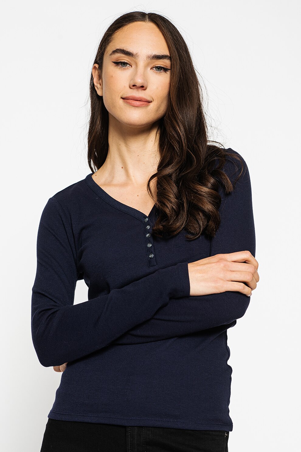 GAP, Bluza cu decolteu Henley, Bleumarin