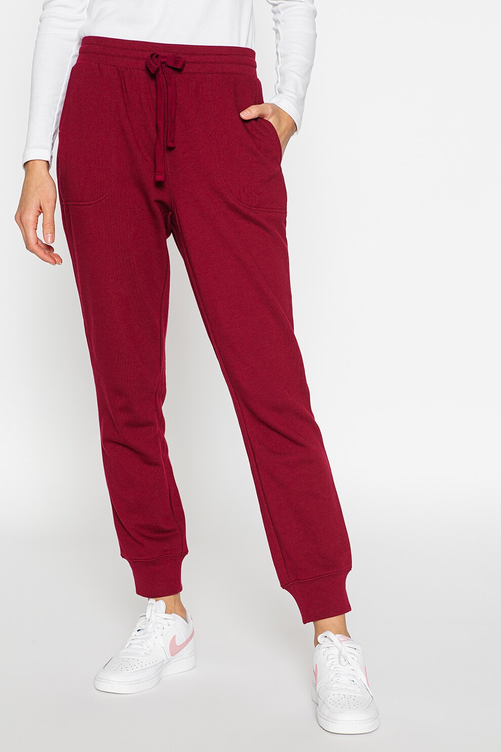 GAP, Pantaloni sport conici cu snur in talie, Violet tyrian