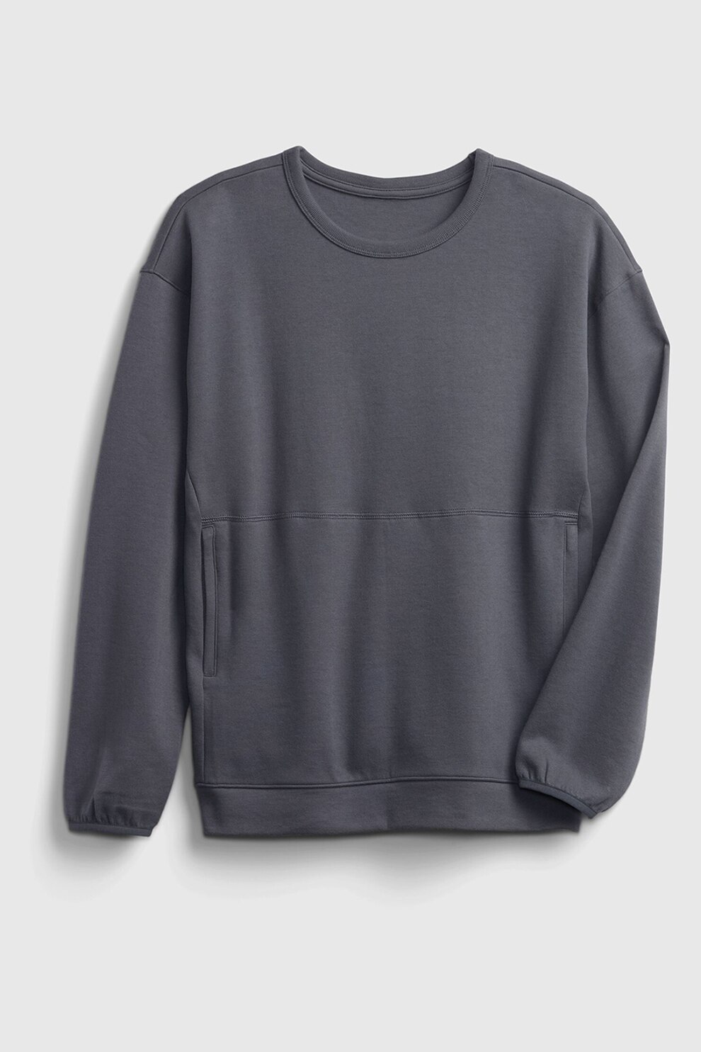 GAP, Bluza sport din amestec de bumbac cu decolteu la baza gatului, Gri carbune