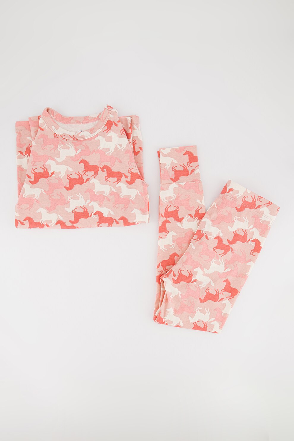 GAP, Pijama din bumbac cu imprimeu, Roz/Alb