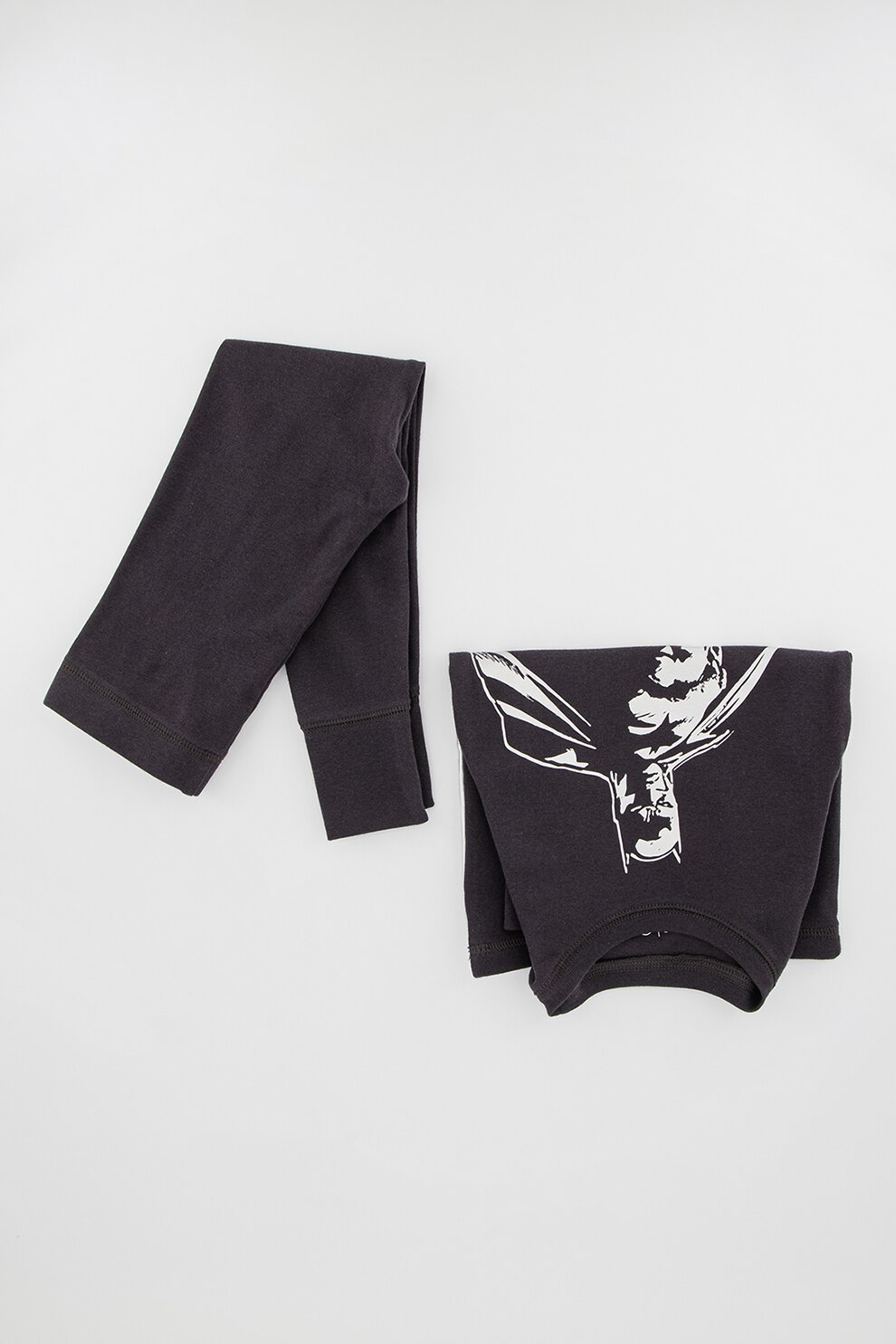 GAP, Set de pantaloni si bluza cu imprimeu, Gri antracit/Argintiu