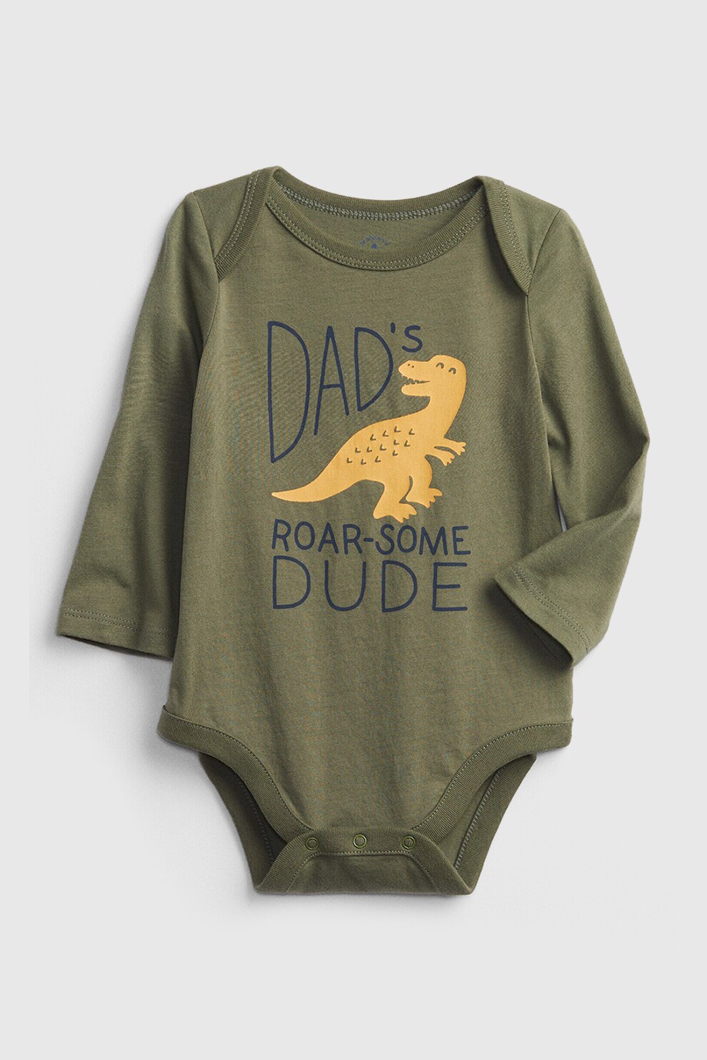 GAP, Body de bumbac cu imprimeu text, Verde militar