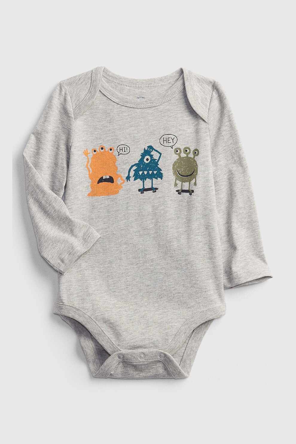 GAP, Body de bumbac cu imprimeu text, Gri