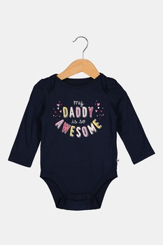 GAP, Body de bumbac cu imprimeu text, Bleumarin/Roz/Galben GAP, Body de bumbac cu imprimeu text, Bleumarin/Roz/Galben