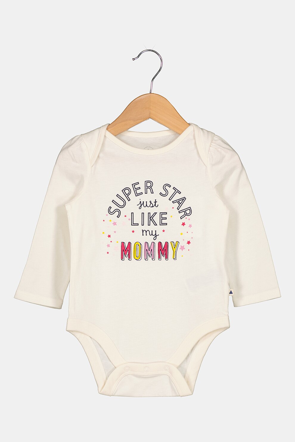 GAP, Body de bumbac cu imprimeu text, Crem/Roz/Negru