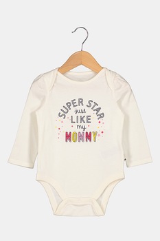 GAP, Body de bumbac cu imprimeu text, Crem/Roz/Negru GAP, Body de bumbac cu imprimeu text, Crem/Roz/Negru