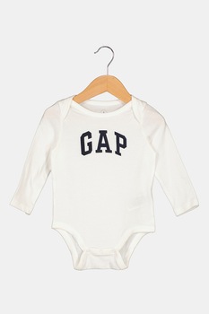 GAP, Body de bumbac cu logo, Alb/Negru GAP, Body de bumbac cu logo, Alb/Negru