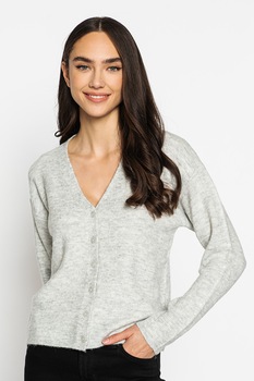 GAP, Cardigan cu decolteu in V si maneci cazute, Gri deschis melange GAP, Cardigan cu decolteu in V si maneci cazute, Gri deschis melange