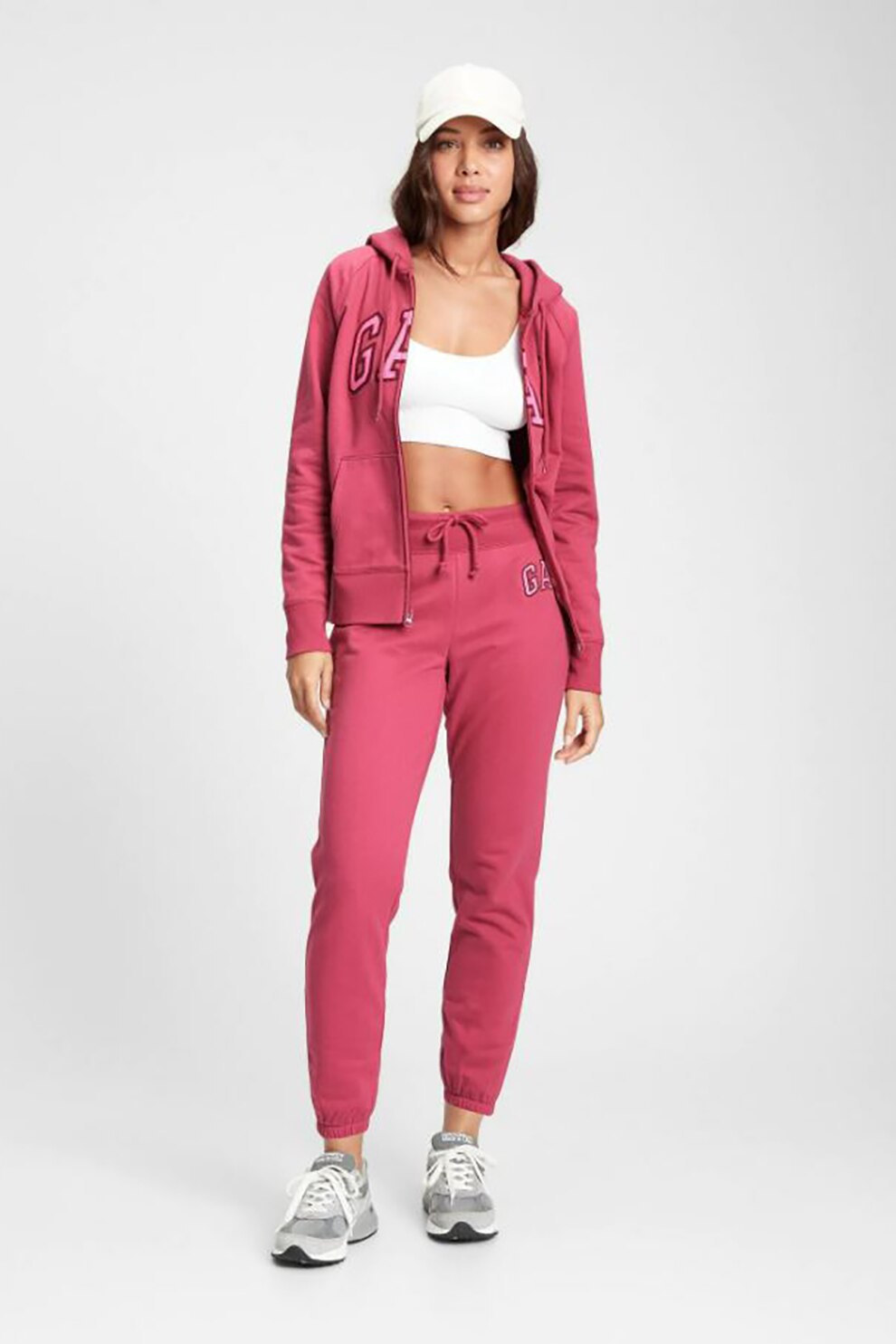 GAP, Pantaloni sport cu logo brodat, Roz