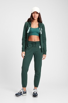 GAP, Pantaloni sport cu logo brodat, Verde inchis GAP, Pantaloni sport cu logo brodat, Verde inchis